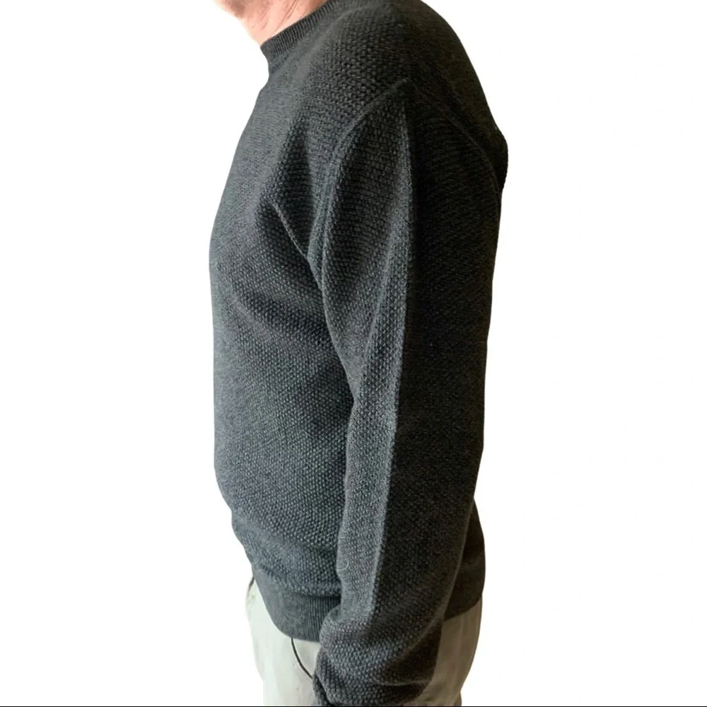 JOSEPH ABBOUD Crewneck Sweater 100% Cotton Textured Knit Grey Pullover Size M